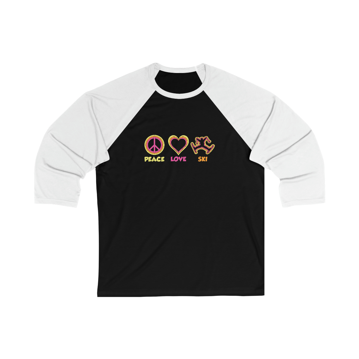 Peace Love Ski 3/4 Sleeve Baseball Tee