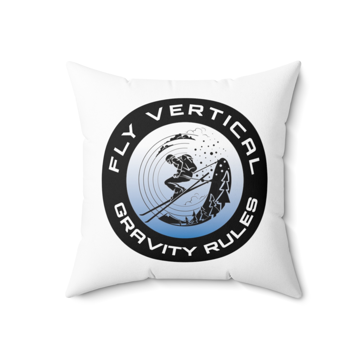 Gravity Rules Ski White Pillow