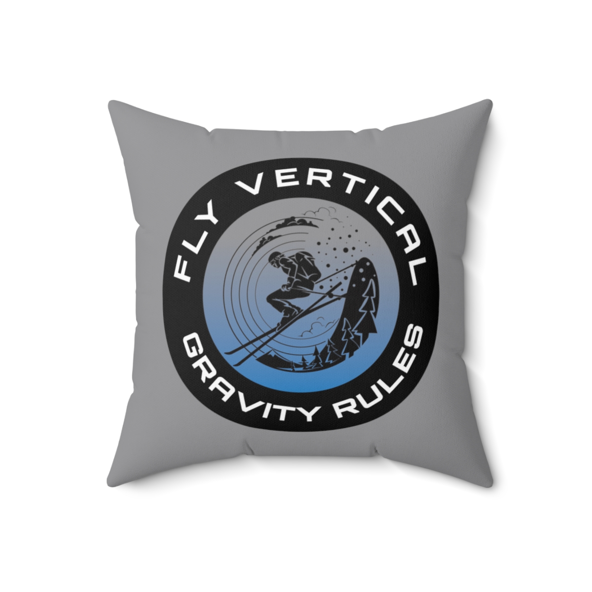 Gravity Rules Ski Gray Pillow