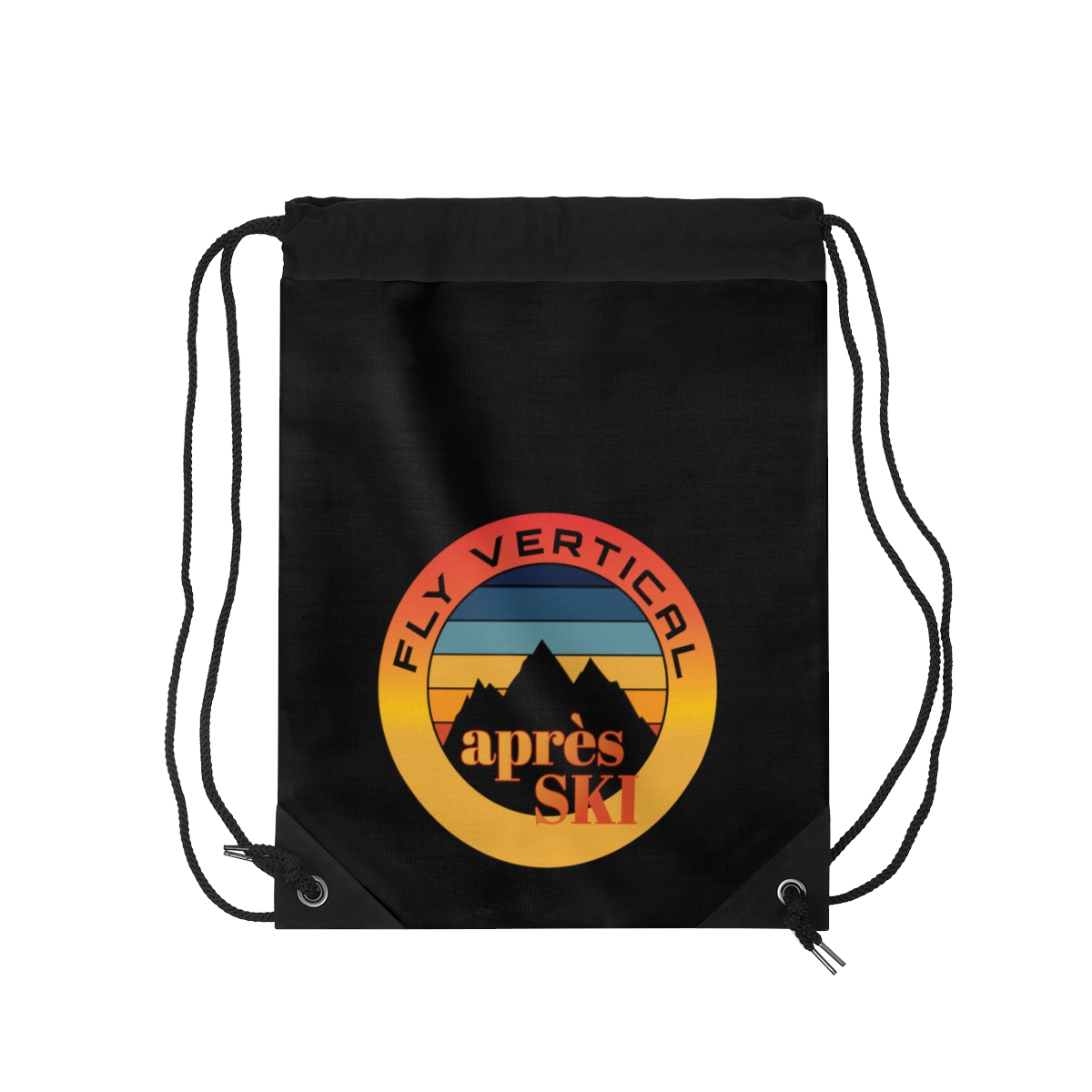 Aprés Ski Black Drawstring Bag