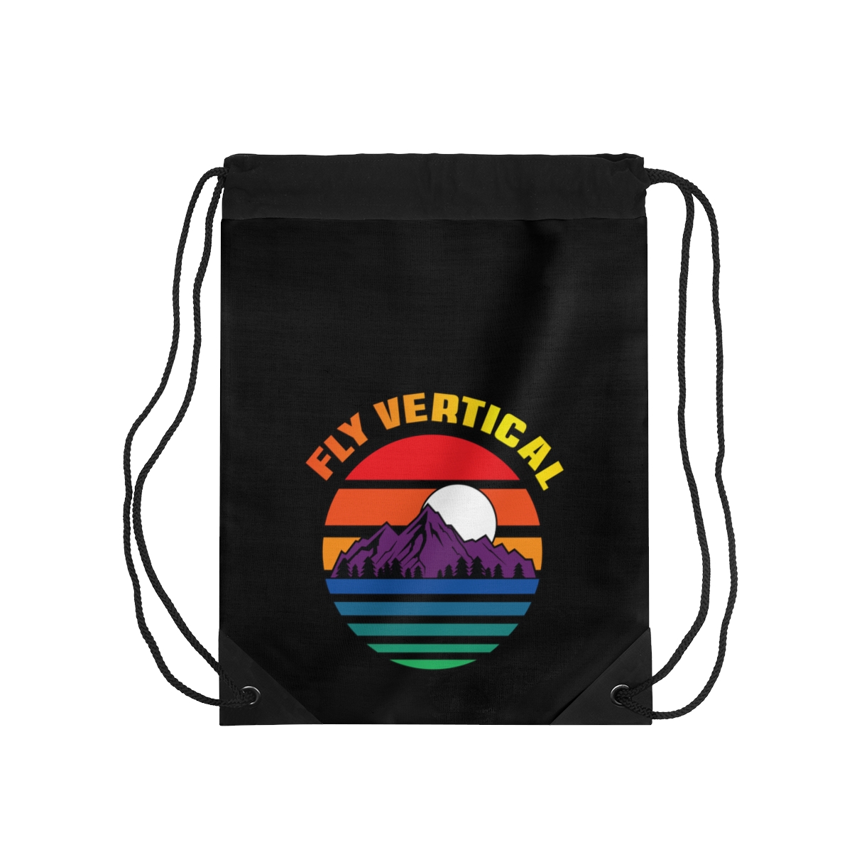 Rainbow Moonlight Black Drawstring Bag