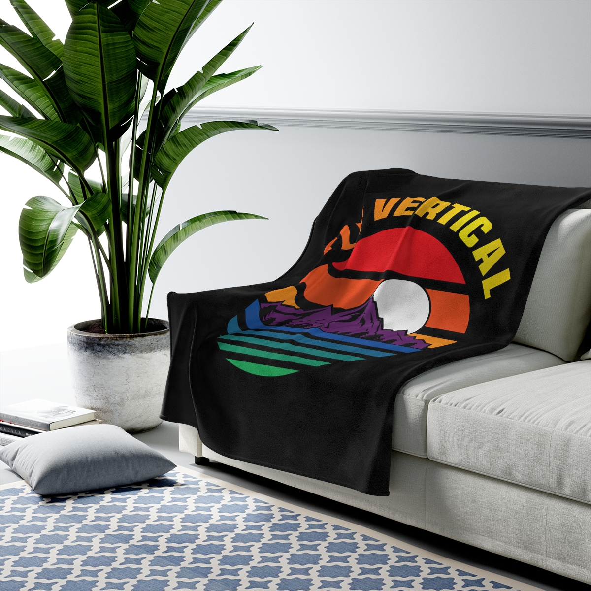 Rainbow Moonlight Black Blanket